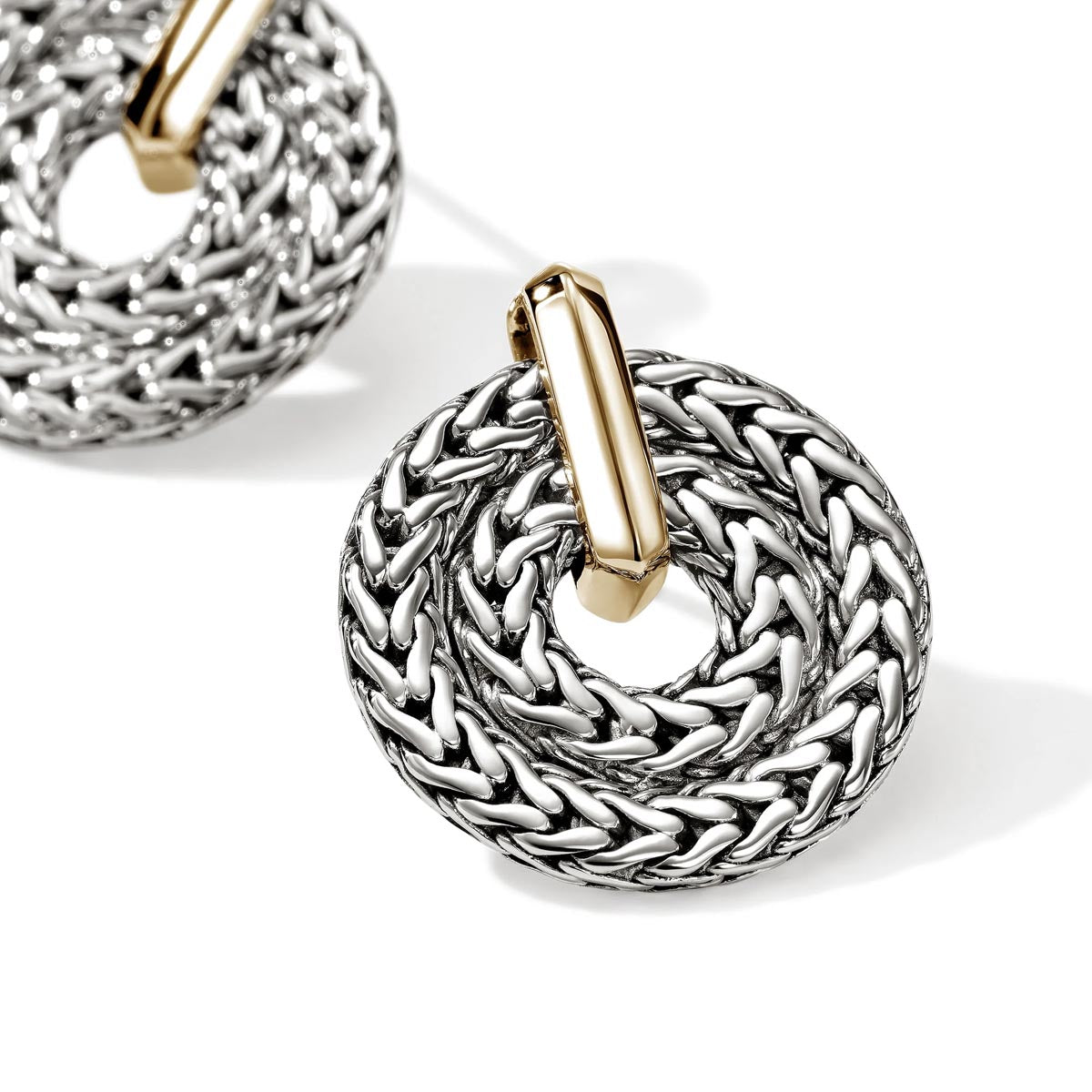John Hardy Icon Link Earrings in Sterling Silver and 14kt Yellow Gold