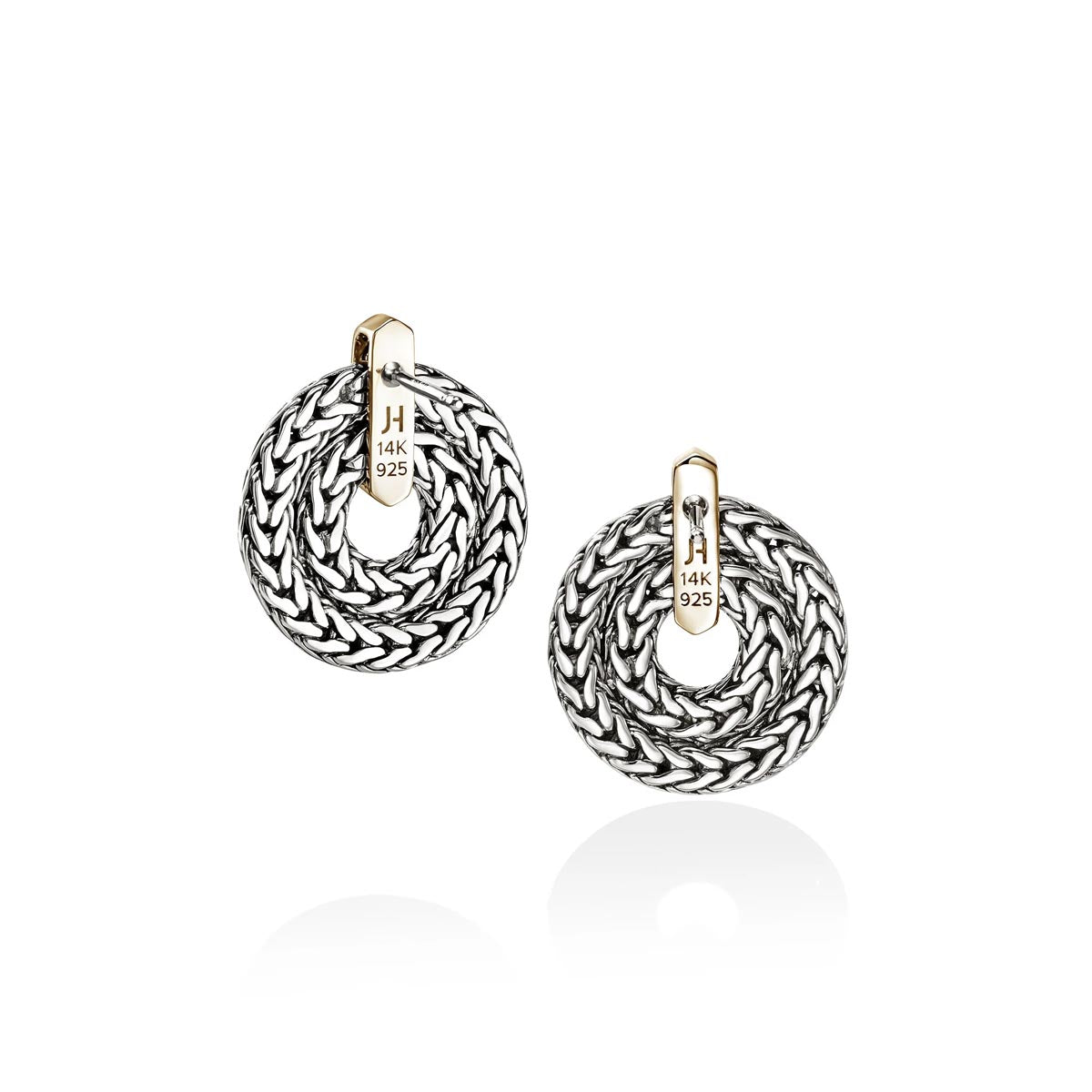 John Hardy Icon Link Earrings in Sterling Silver and 14kt Yellow Gold