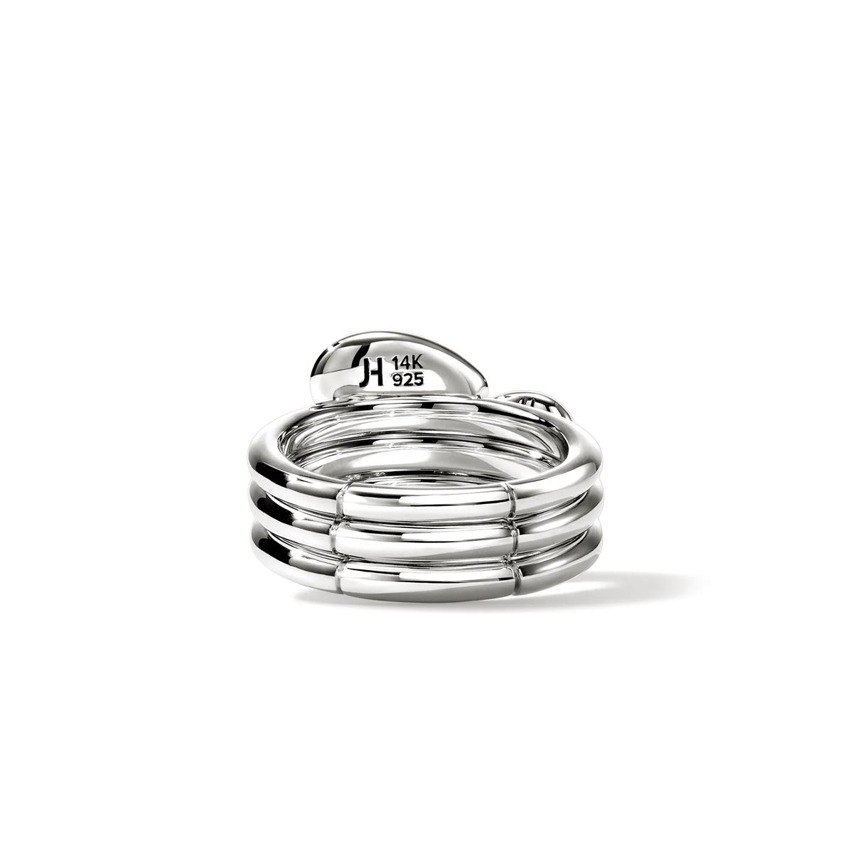 John Hardy Surf Pebble Ring in Sterling Silver and 14kt Yellow Gold with Diamonds (1/7ct tw)