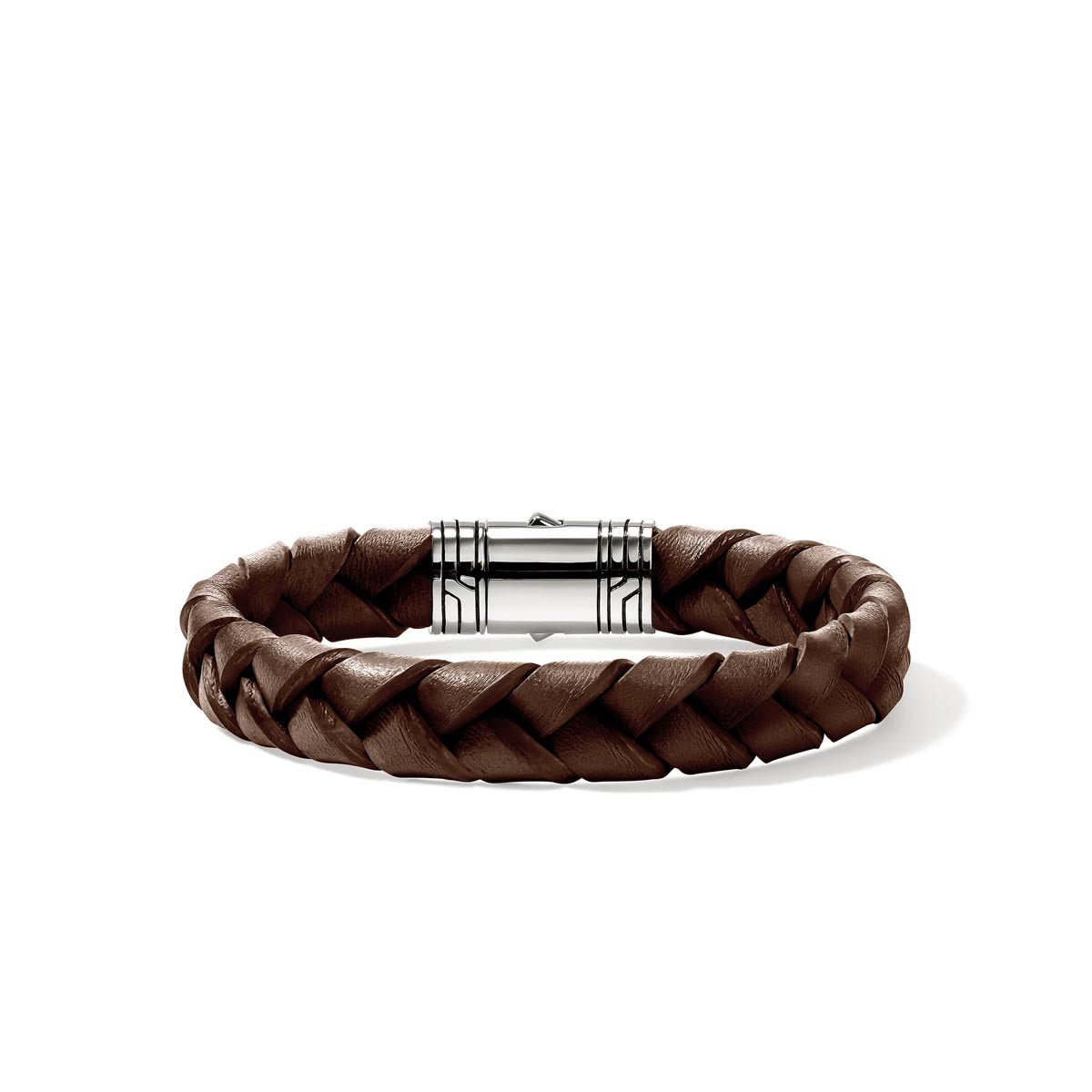 John Hardy Braided Brown Leather Bracelet in Sterling Silver