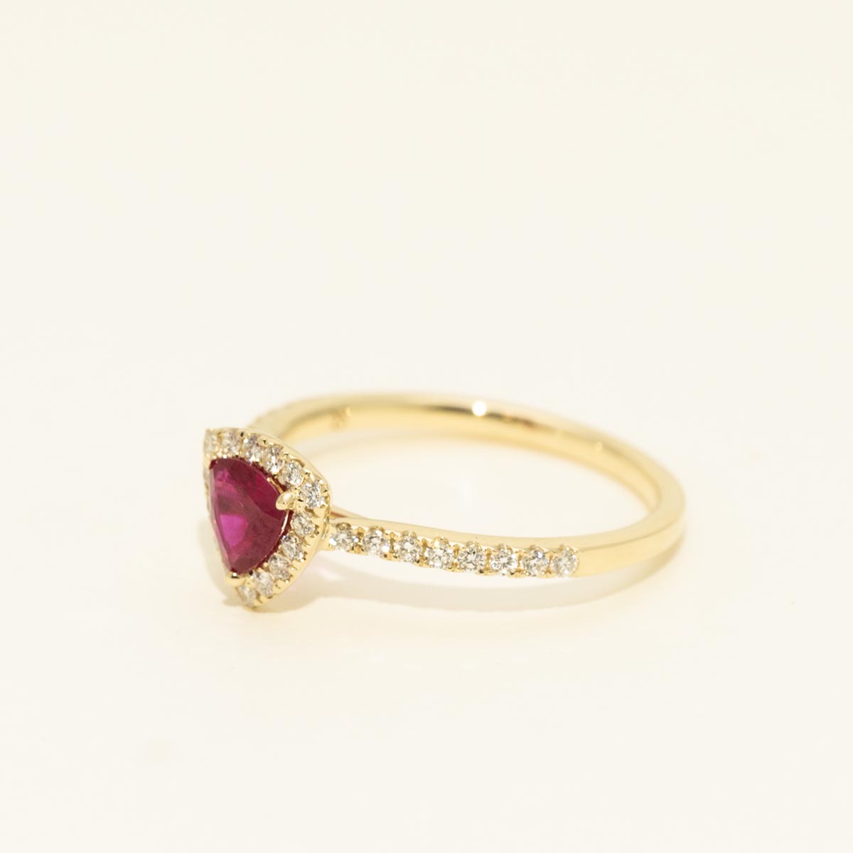 Trillion Ruby Ring in 14kt Yellow Gold with Diamonds (1/4ct tw)