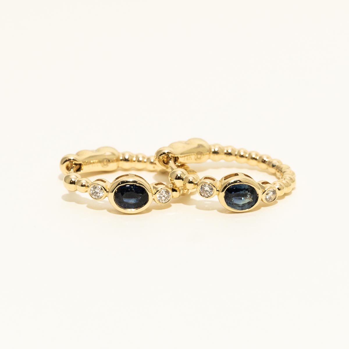 Oval Sapphire Hoop Earrings with Diamonds (1/10ct tw)