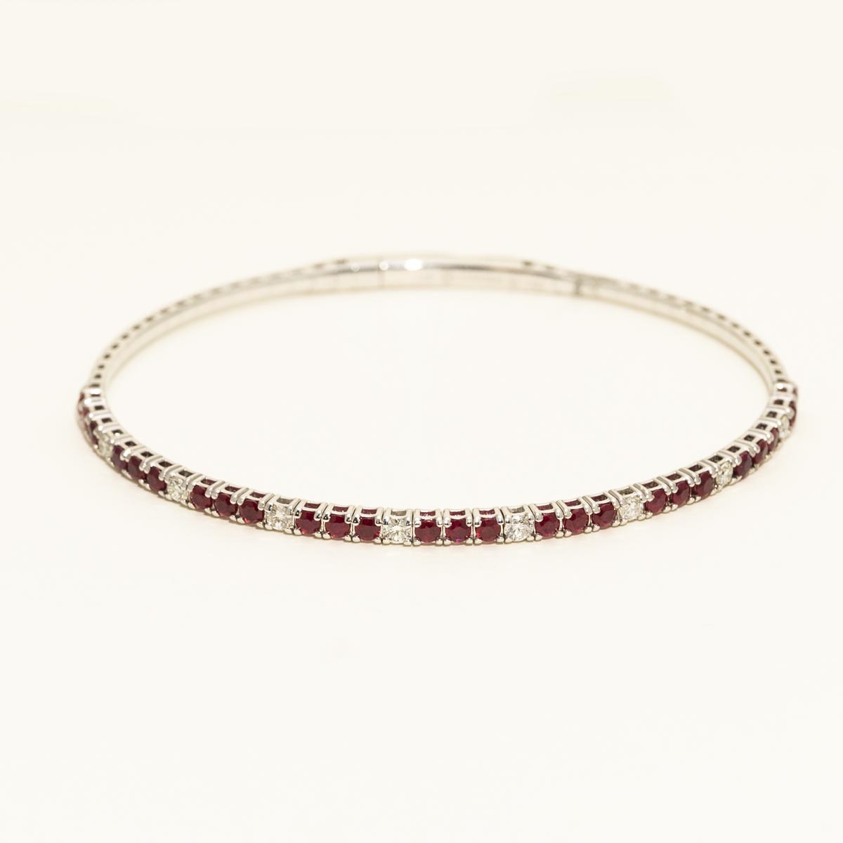 Ruby Flexible Bangle Bracelet in 14kt White Gold with Diamonds (3/8ct tw)