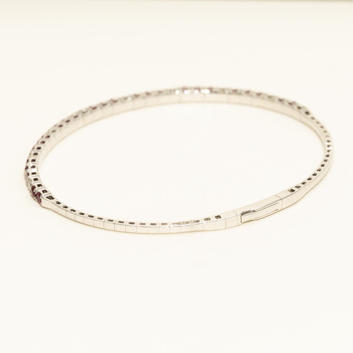 Ruby Flexible Bangle Bracelet in 14kt White Gold with Diamonds (3/8ct tw)