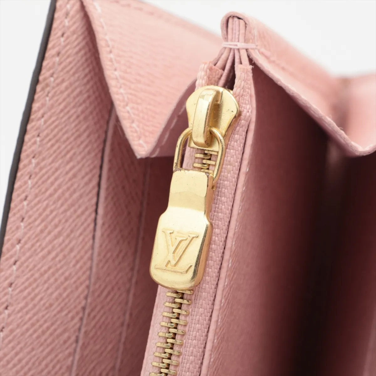 Pre Owned Louis Vuitton Damier Rose Ballerine Canvas Sarah Wallet