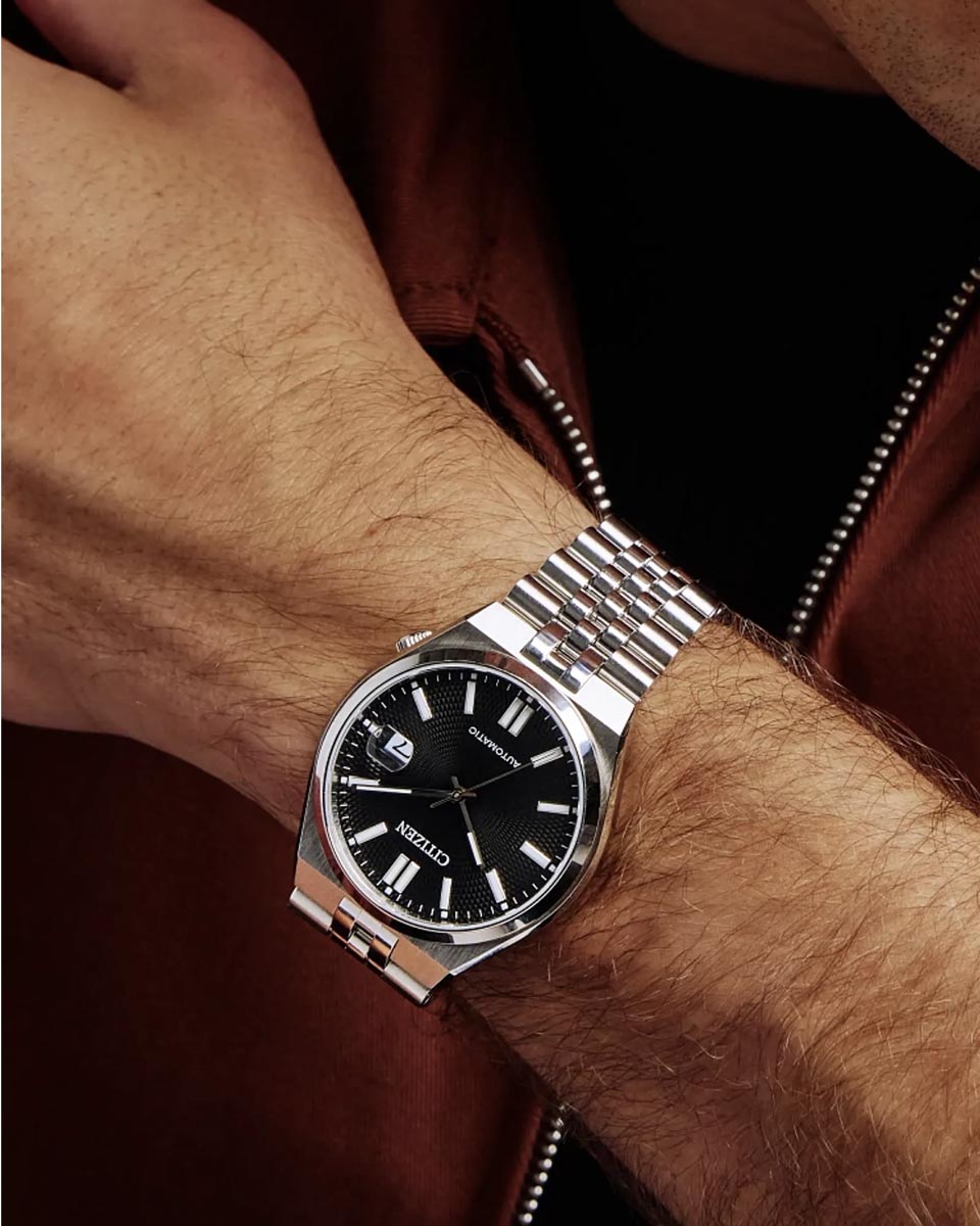Citizen Tsuyosa Watch with Black Dial and Stainless Steel Bracelet (40mm and automatic movement)