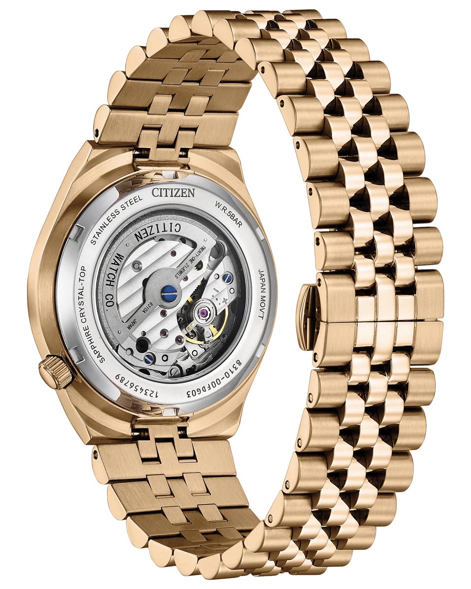 Citizen Tsuyosa Watch with Blue Dial and Rose Gold Toned Stainless Steel Bracelet (40mm and automatic movement)
