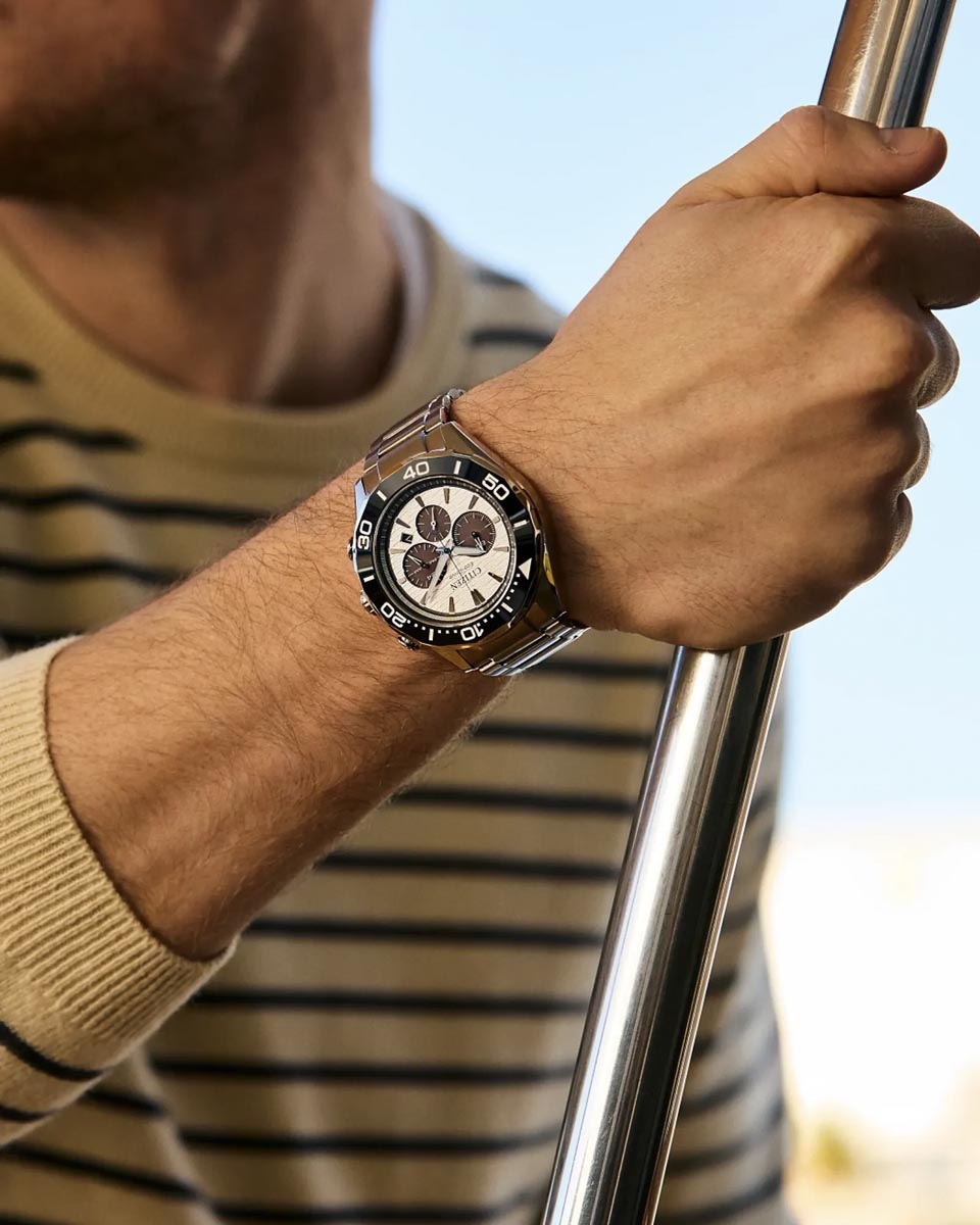 Citizen Endeavor Watch with White Dial and Stainless Steel Bracelet (43mm and eco drive movement)