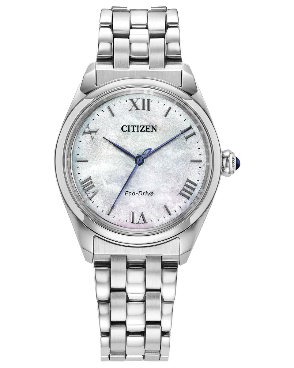 Citizen Classic Watch with Mother of Pearl Dial and Stainless Steel Bracelet (33mm and eco drive movement)