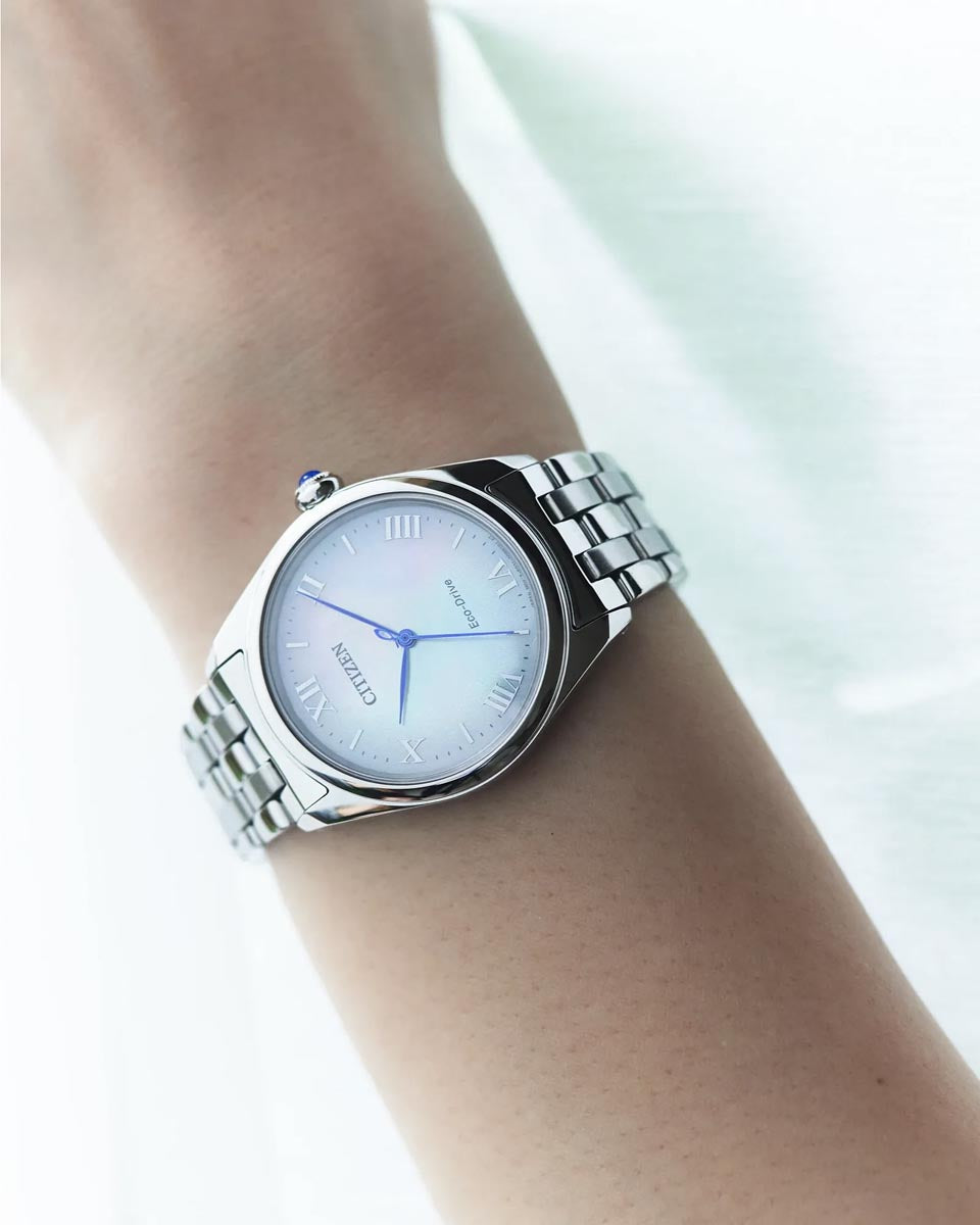 Citizen Classic Watch with Mother of Pearl Dial and Stainless Steel Bracelet (33mm and eco drive movement)