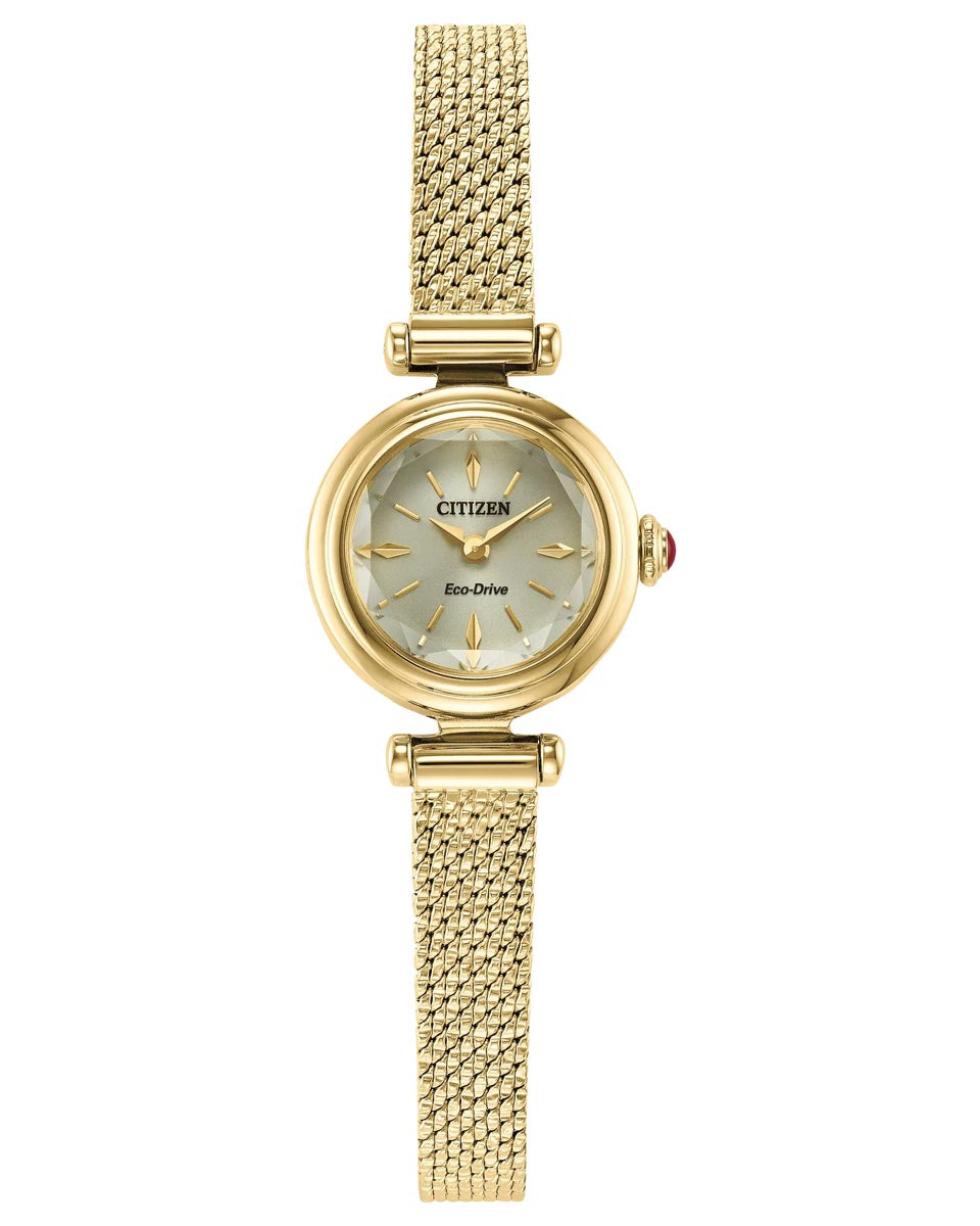 Citizen Fio Watch with Champagne Dial and Gold Tone Stainless Steel Bracelet (18mm and eco drive movement)