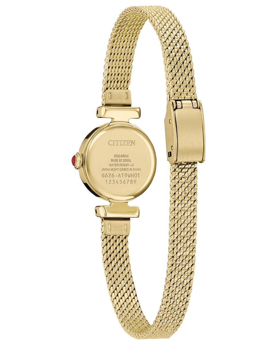 Citizen Fio Watch with Champagne Dial and Gold Tone Stainless Steel Bracelet (18mm and eco drive movement)