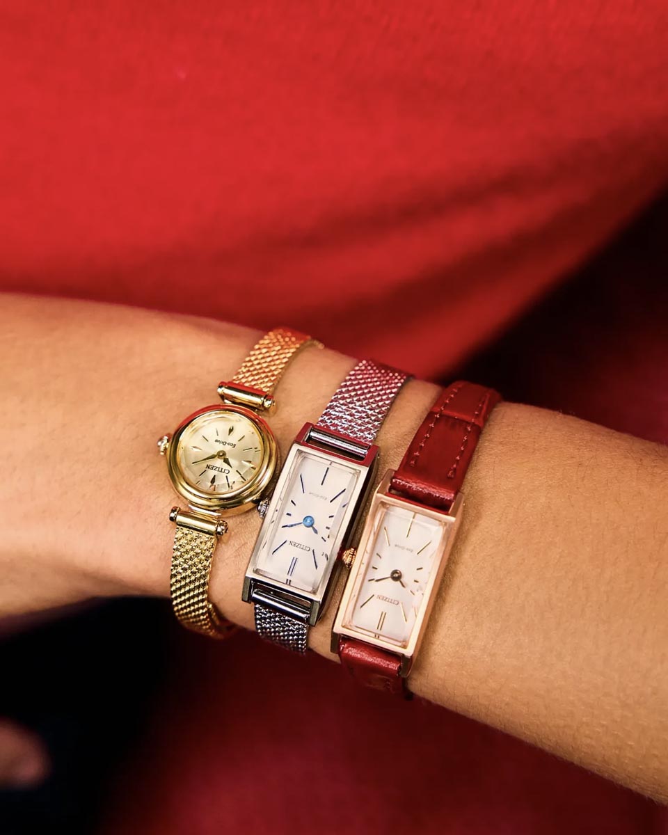 Citizen Fio Watch with Champagne Dial and Gold Tone Stainless Steel Bracelet (18mm and eco drive movement)
