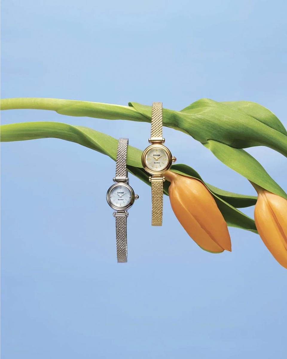 Citizen Fio Watch with Champagne Dial and Gold Tone Stainless Steel Bracelet (18mm and eco drive movement)
