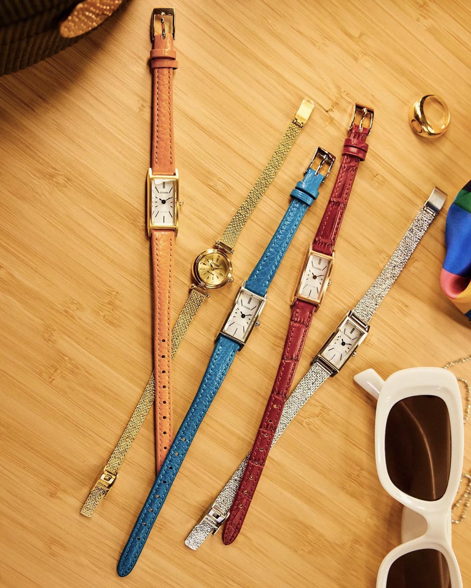 Citizen Fio Watch with White Dial and Teal Leather Strap (14x31mm and eco drive movement)