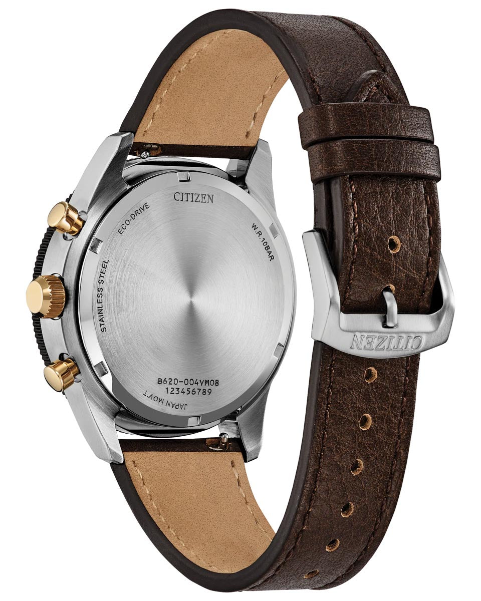 Citizen Terra Force Watch with Brown Dial and Brown Leather Strap (43mm and eco drive movement)