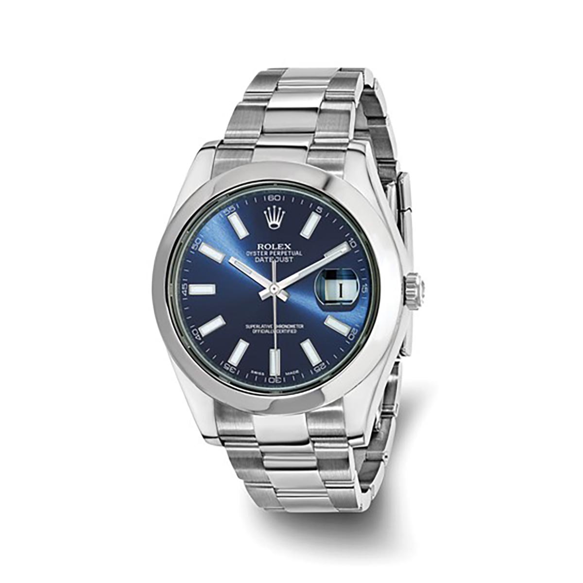 Pre Owned Rolex Mens Oyster Perpetual Datejust II with Blue Dial and Stainless Steel Oyster Bracelet (automatic movement)