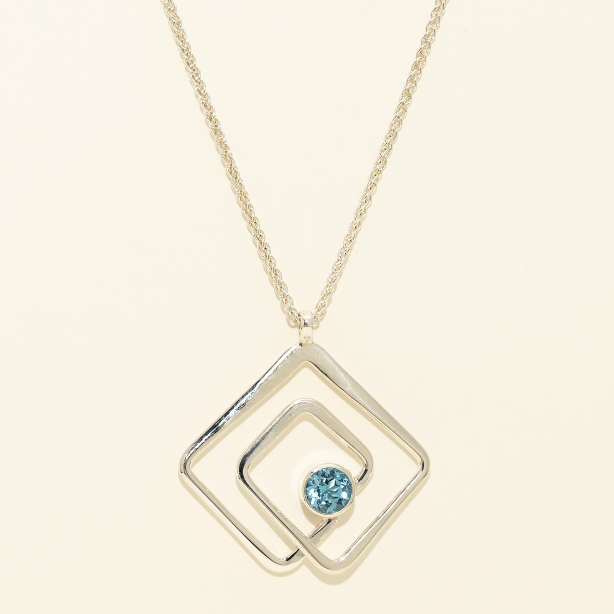 E.L. Designs Blue Topaz Gem Maze Necklace in Sterling Silver