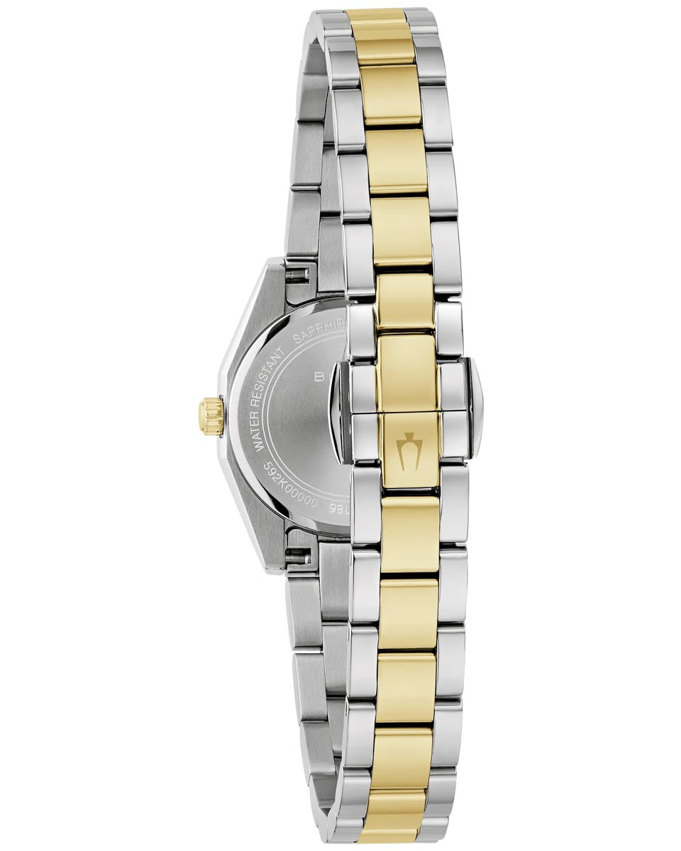 Bulova Surveyor Watch with White Dial and Two Toned Stainless Steel Bracelet (22.7mm and quartz movement)