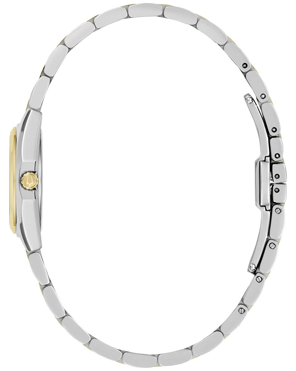 Bulova Surveyor Watch with Green Dial and Two Toned Stainless Steel Bracelet (22.7mm and quartz movement)