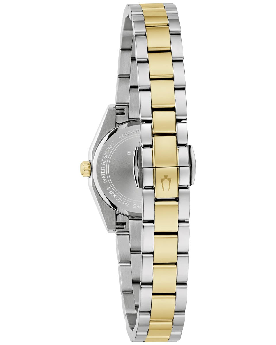 Bulova Surveyor Watch with Green Dial and Two Toned Stainless Steel Bracelet (22.7mm and quartz movement)