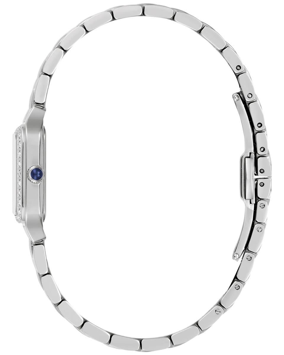 Bulova Sutton Watch with White Mother of Pearl Dial with Diamond Accent Bezel and Stainless Steel Bracelet (23mm and quartz movement)