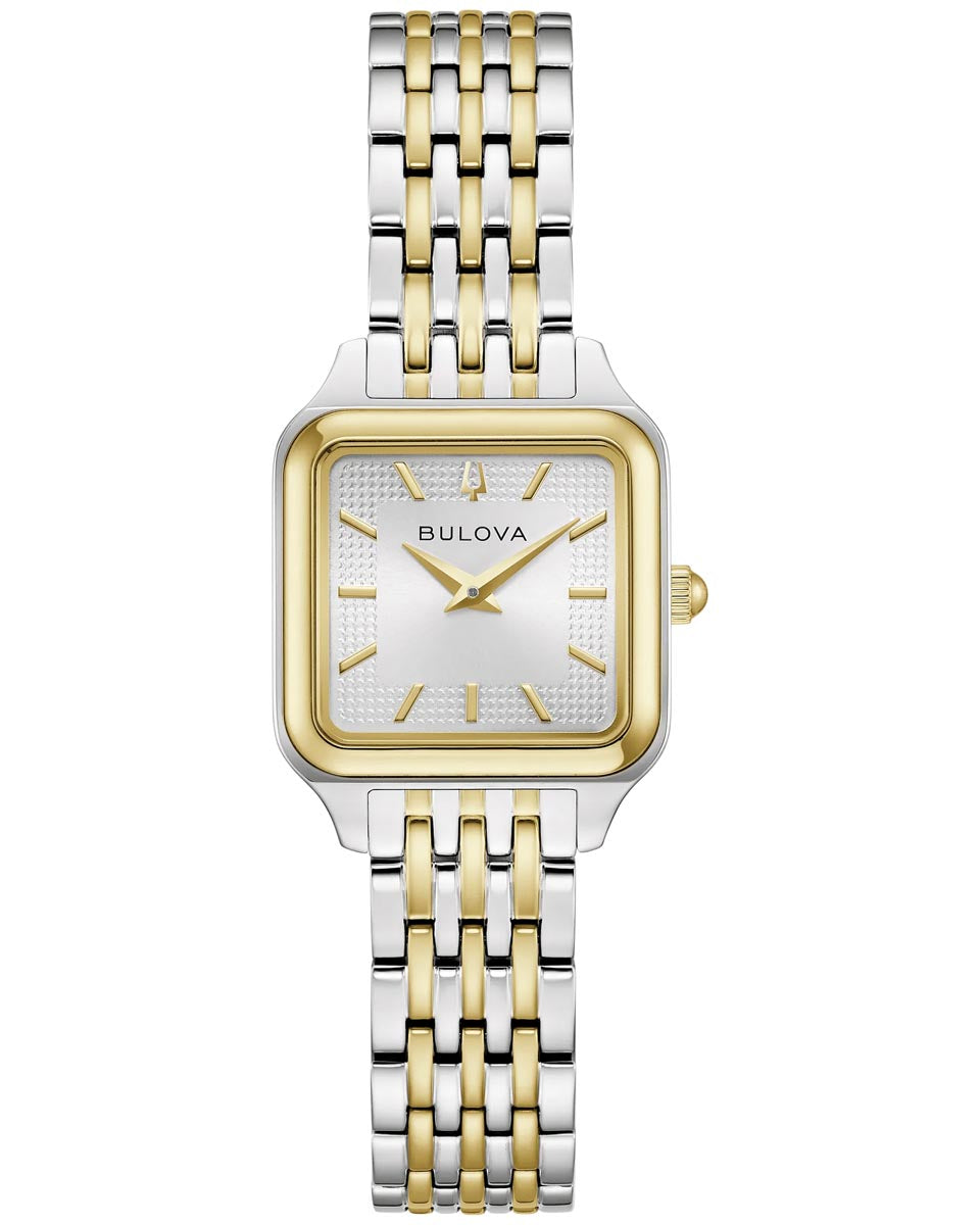 Bulova Sutton Watch with White Dial and Two Toned Stainless Steel Bracelet (23mm and quartz movement)