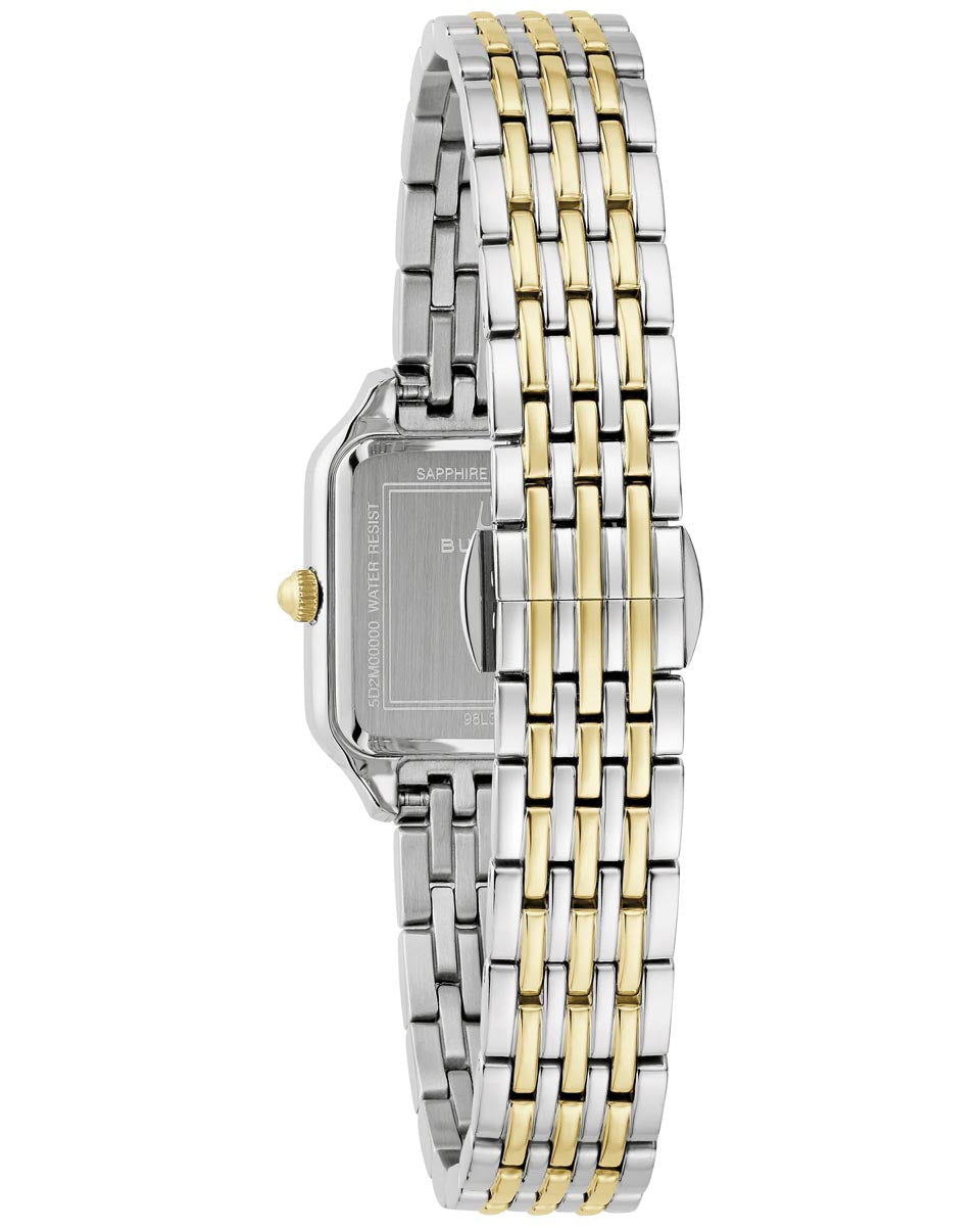 Bulova Sutton Watch with White Dial and Two Toned Stainless Steel Bracelet (23mm and quartz movement)