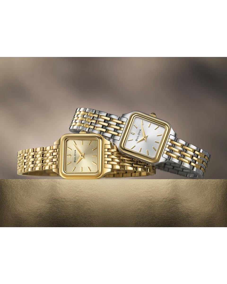 Bulova Sutton Watch with White Dial and Two Toned Stainless Steel Bracelet (23mm and quartz movement)