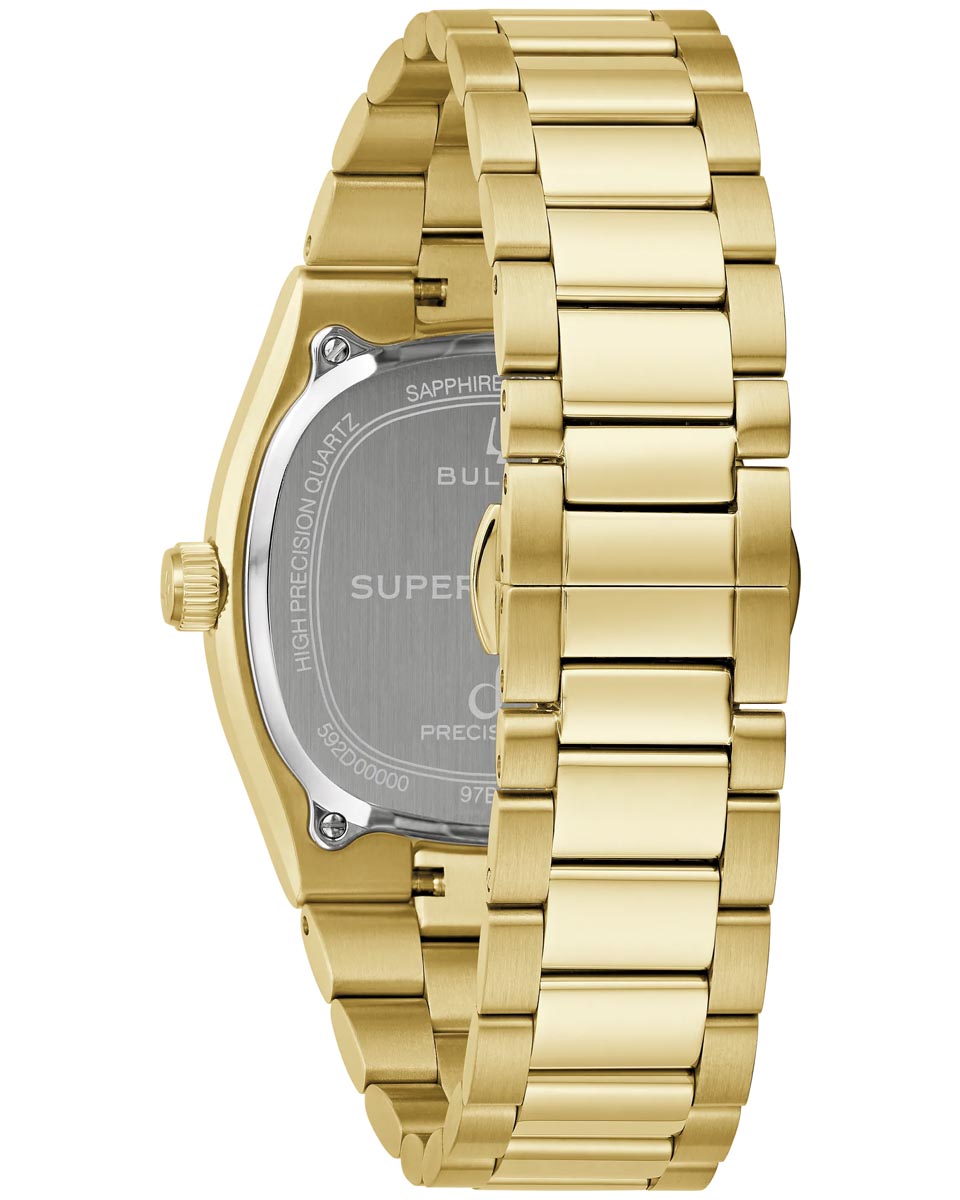Bulova Super Seville Watch with Black Dial and Gold Toned