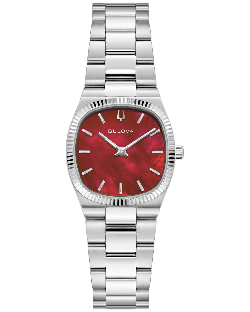 Bulova Super Seville Mini with Red Dial and Stainless Steel Bracelet (25mm and quartz movement)