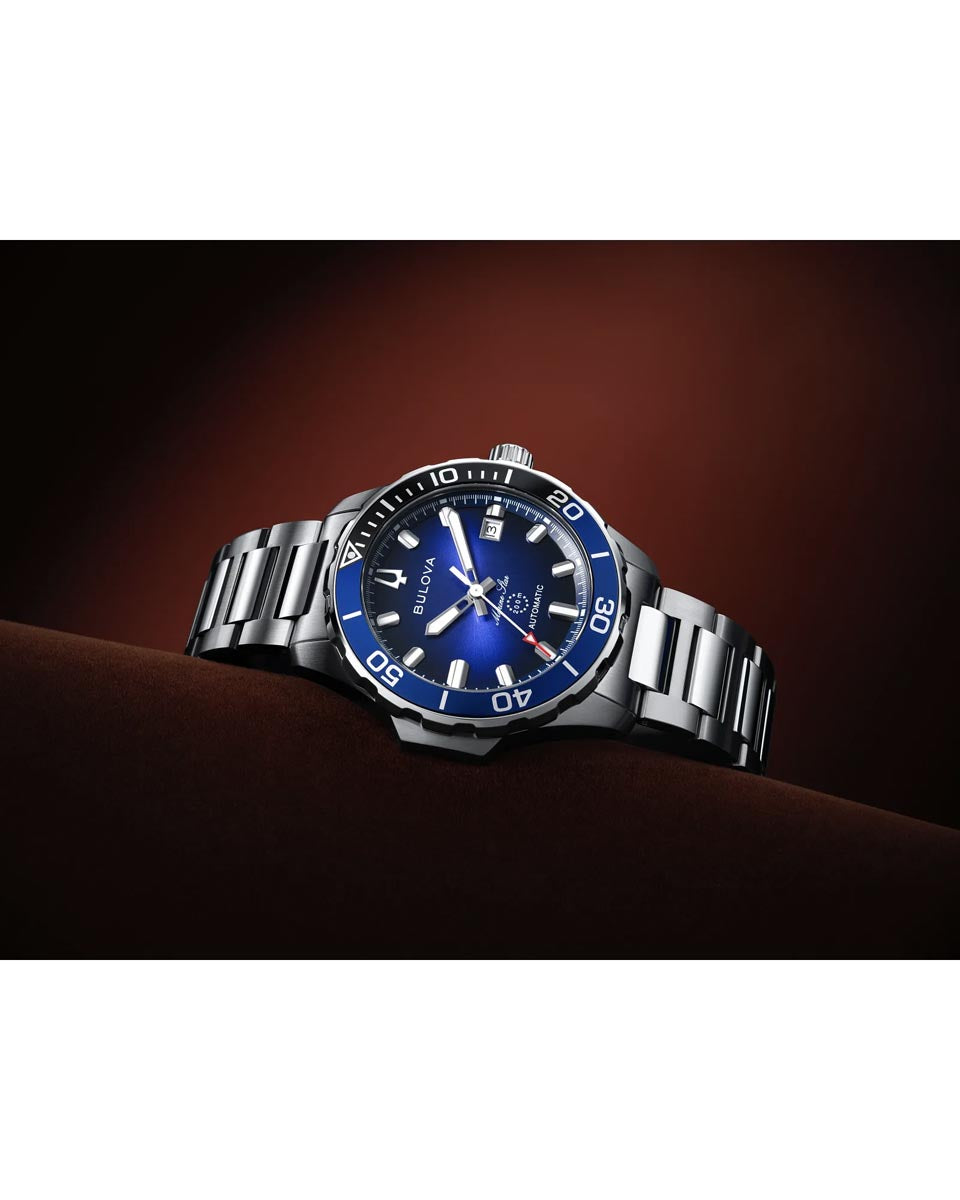 Bulova Marine Star Watch with Blue Dial and Stainless Steel Bracelet (41mm and automatic movement)