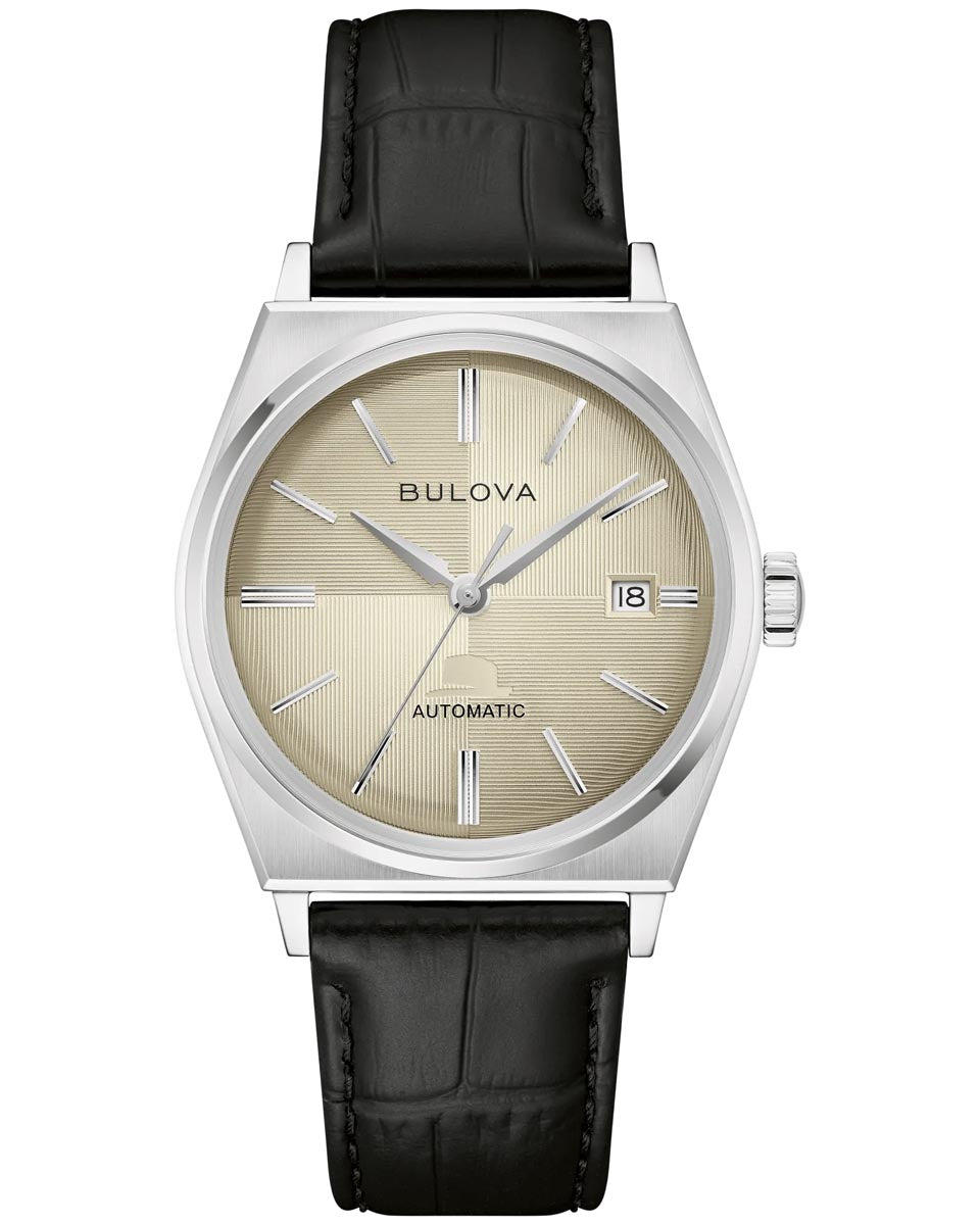 Bulova Frank Sinatra Nothing but the Best Watch with Champagne Dial and Black Leather Strap (37mm and automatic movement)