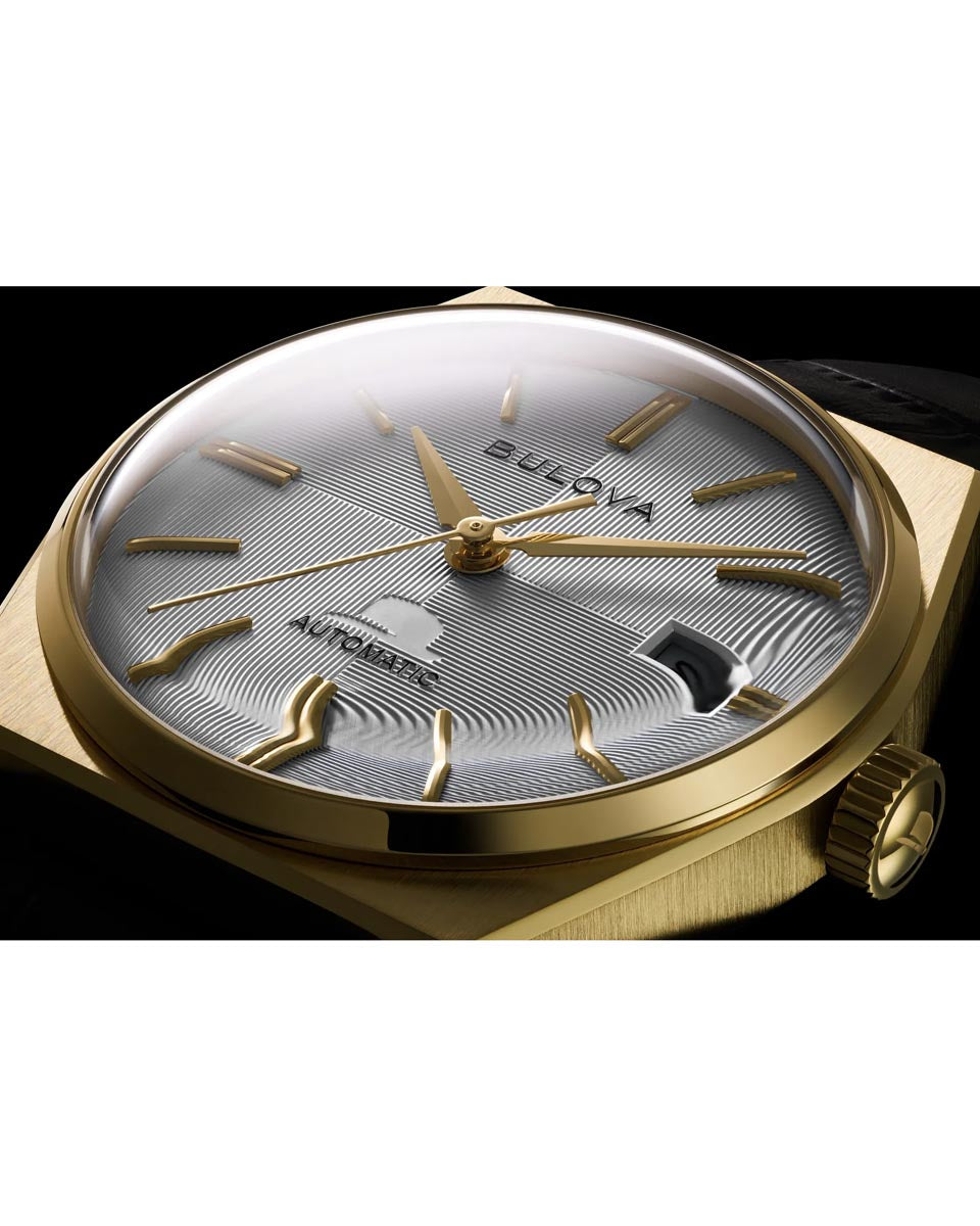 Bulova Frank Sinatra Nothing but the Best Watch with White Dial and Black Leather Strap (37mm and automatic movement)