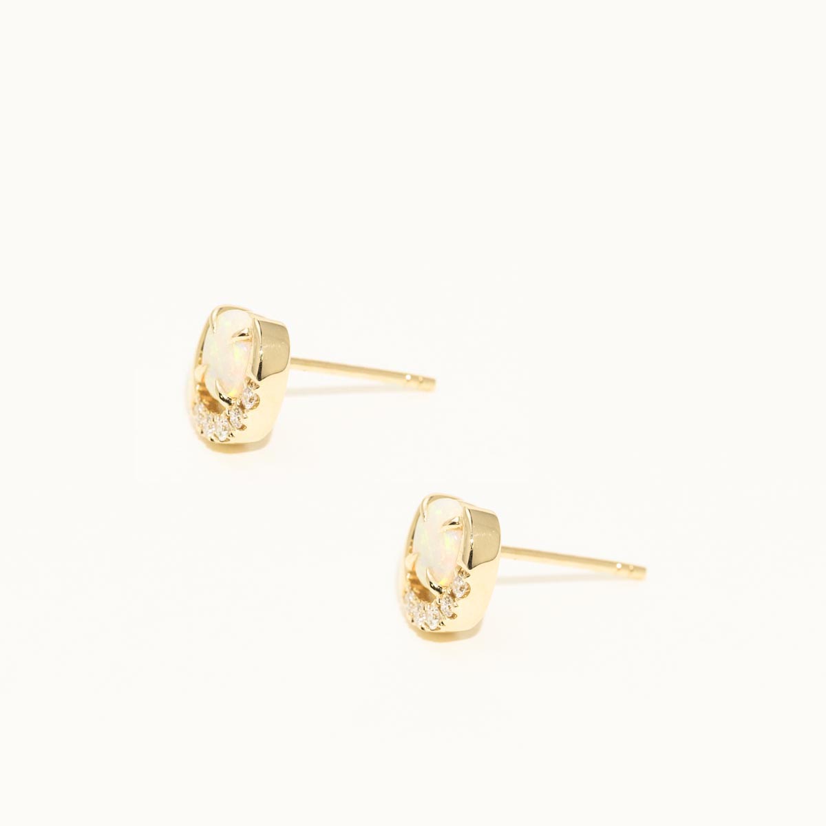 Parlé Australian Opal Moon Earrings in 14kt Yellow Gold with Diamonds (1/10ct tw)