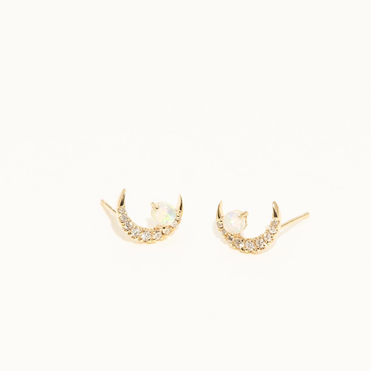 Parlé Australian Opal Half Moon Earrings in 14kt Yellow Gold with Diamonds (1/10ct tw)