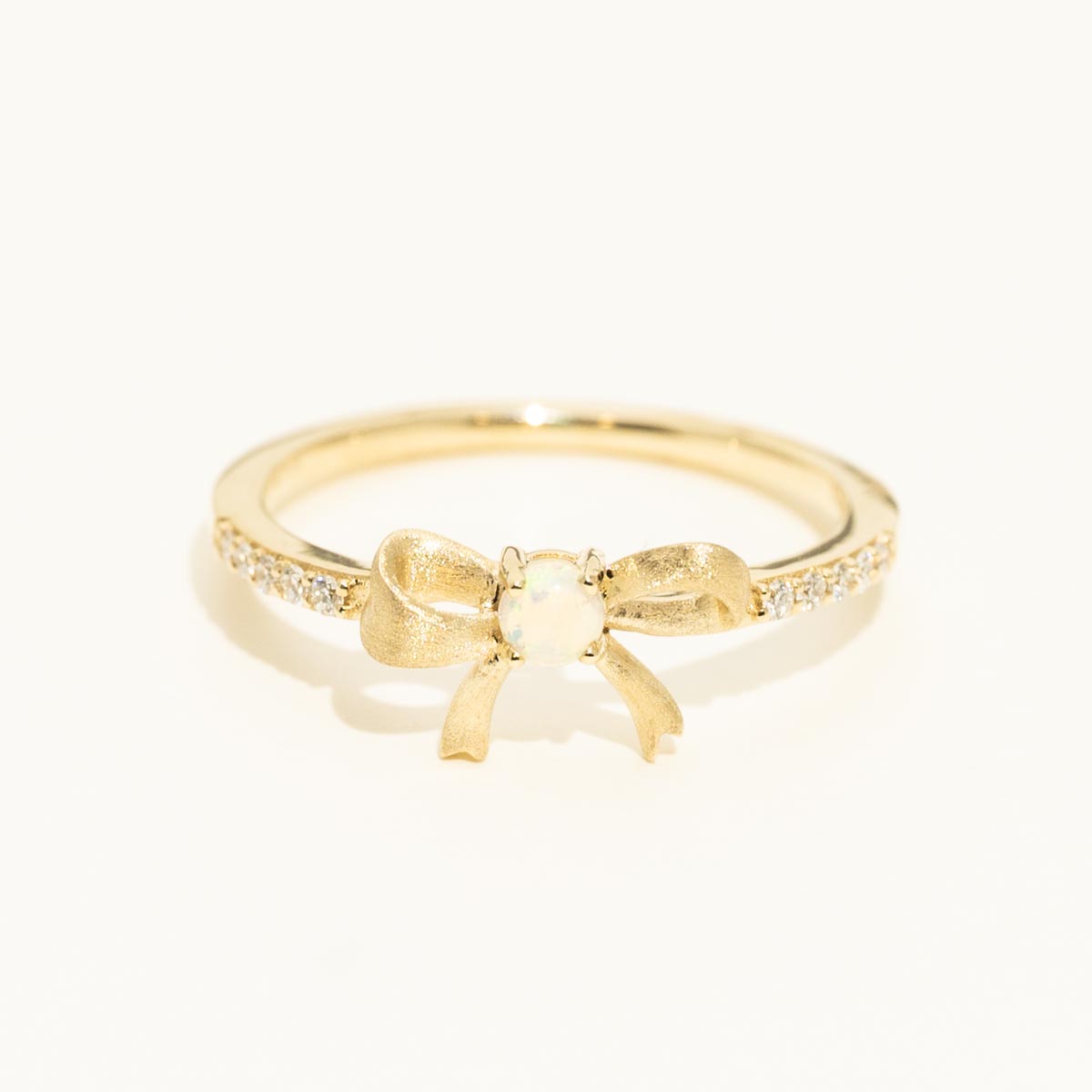 Parlé Australian Opal Bow Ring in 14kt Yellow Gold with Diamonds (1/10ct tw)