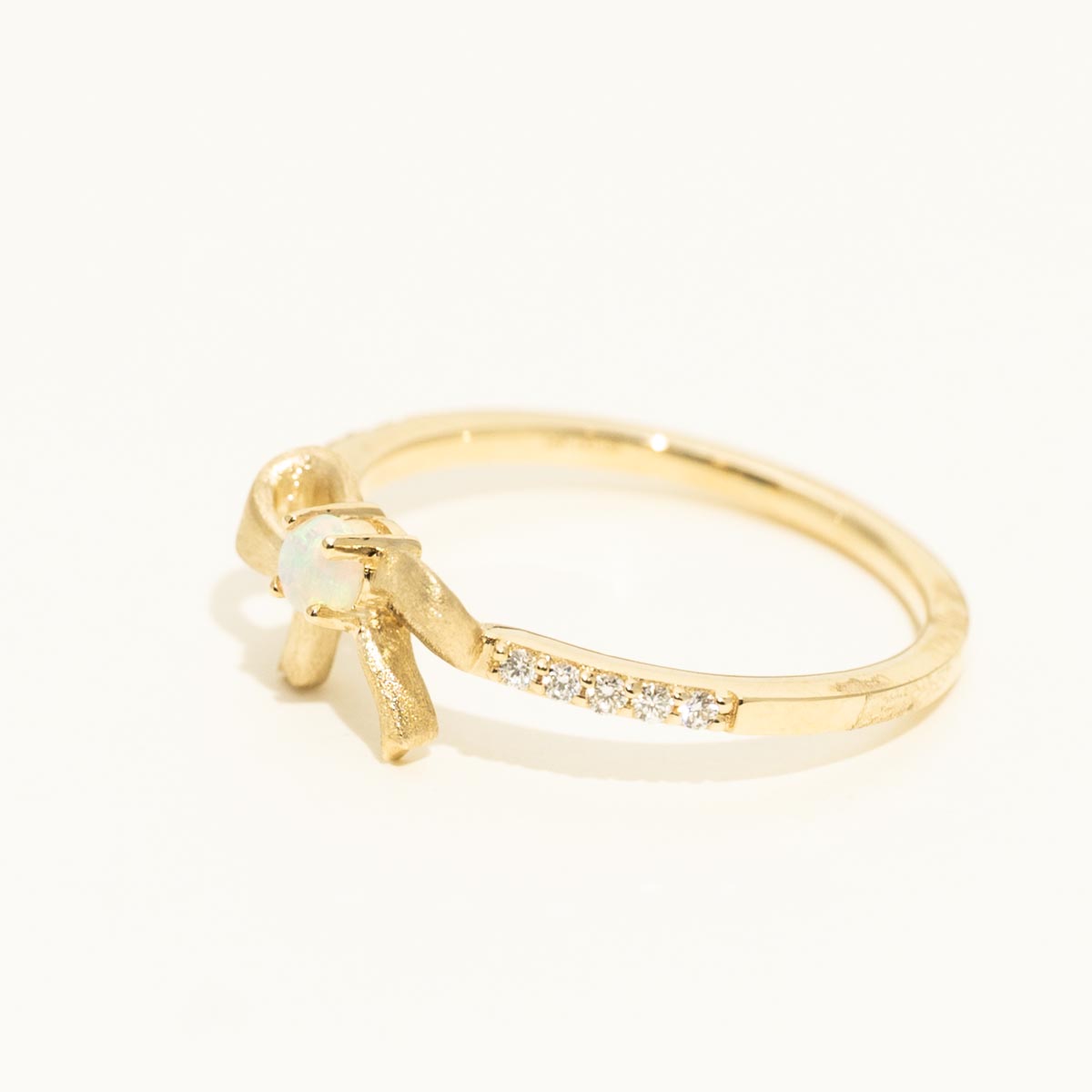 Parlé Australian Opal Bow Ring in 14kt Yellow Gold with Diamonds (1/10ct tw)