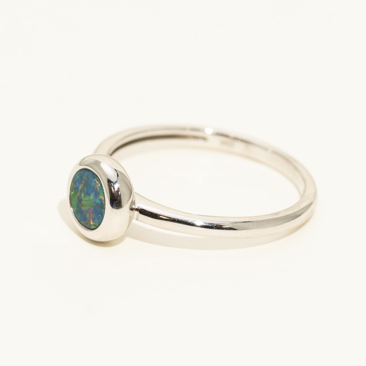 Parlé Australian Opal Doublet Ring in 14kt White Gold