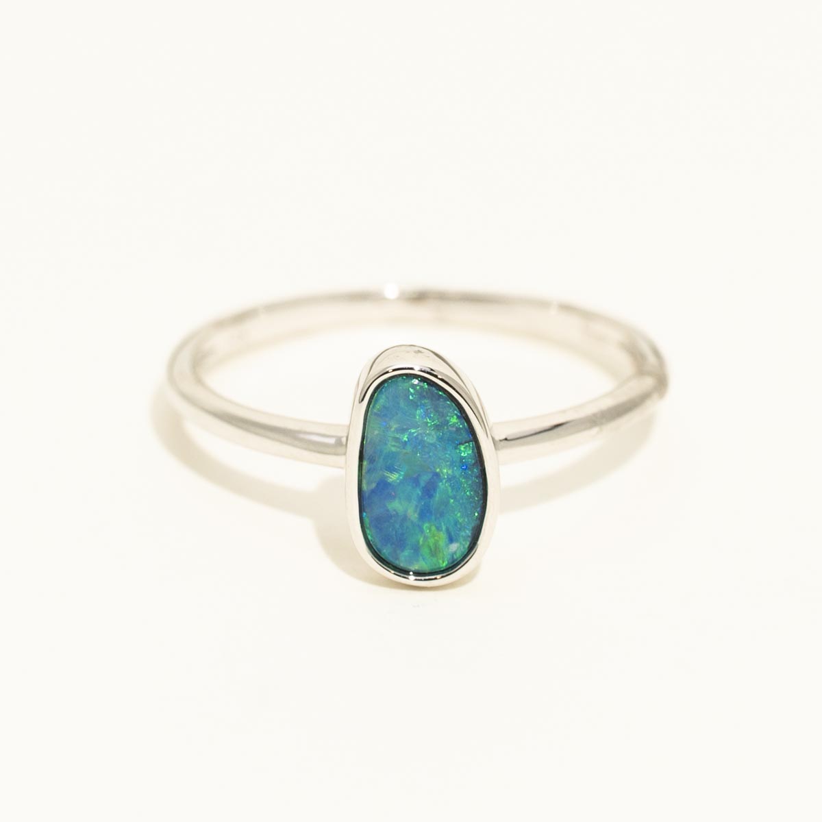 Parlé Australian Opal Doublet Ring in 14kt White Gold