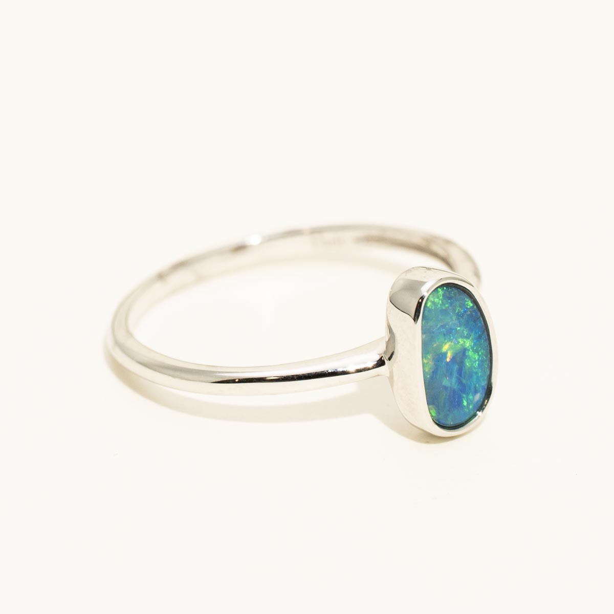 Parlé Australian Opal Doublet Ring in 14kt White Gold