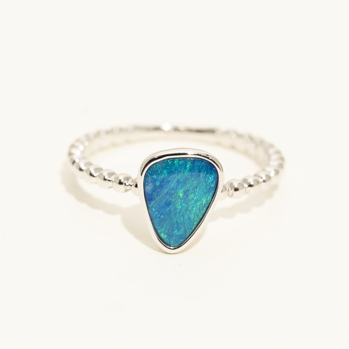 Parlé Australian Opal Doublet Ring in 14kt White Gold