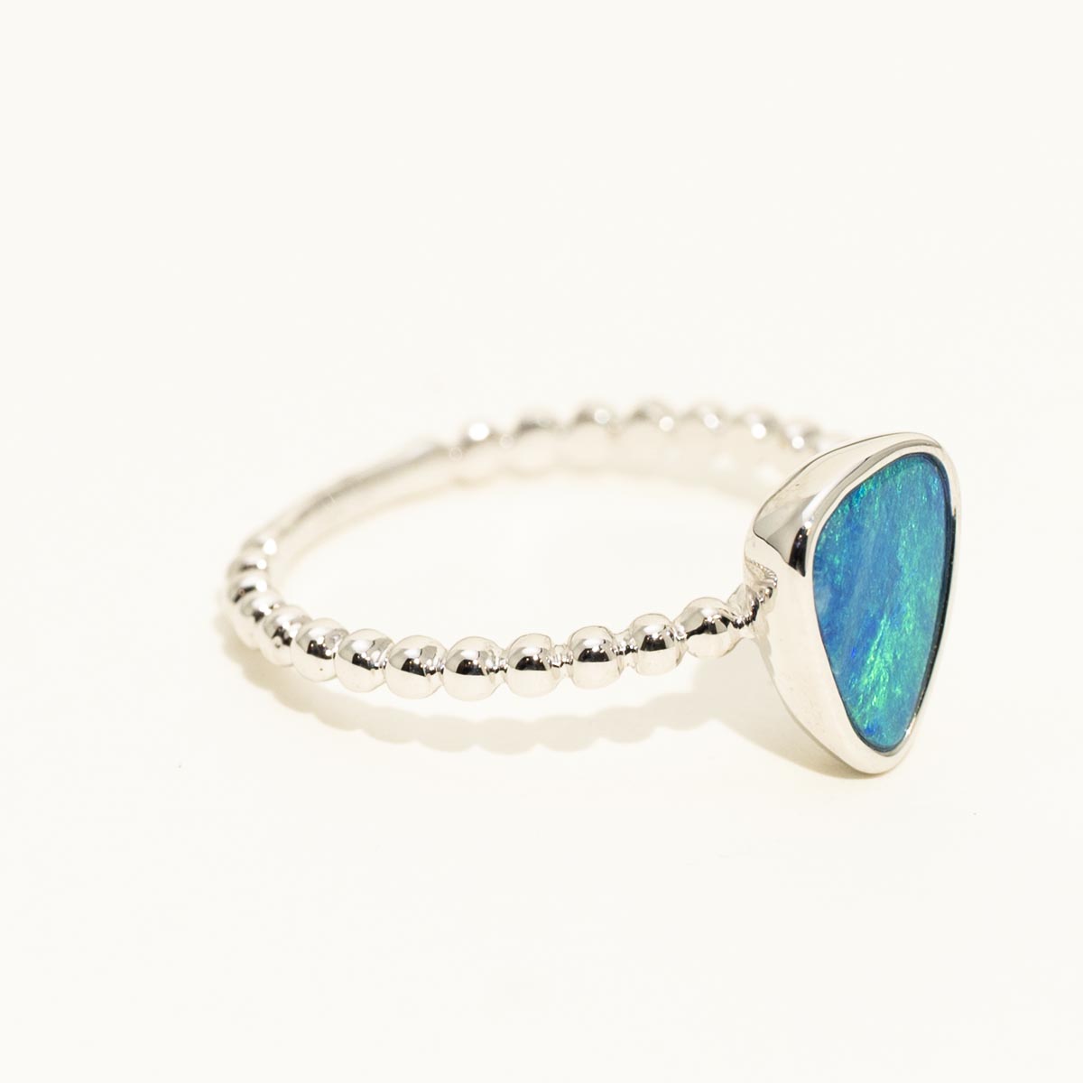 Parlé Australian Opal Doublet Ring in 14kt White Gold