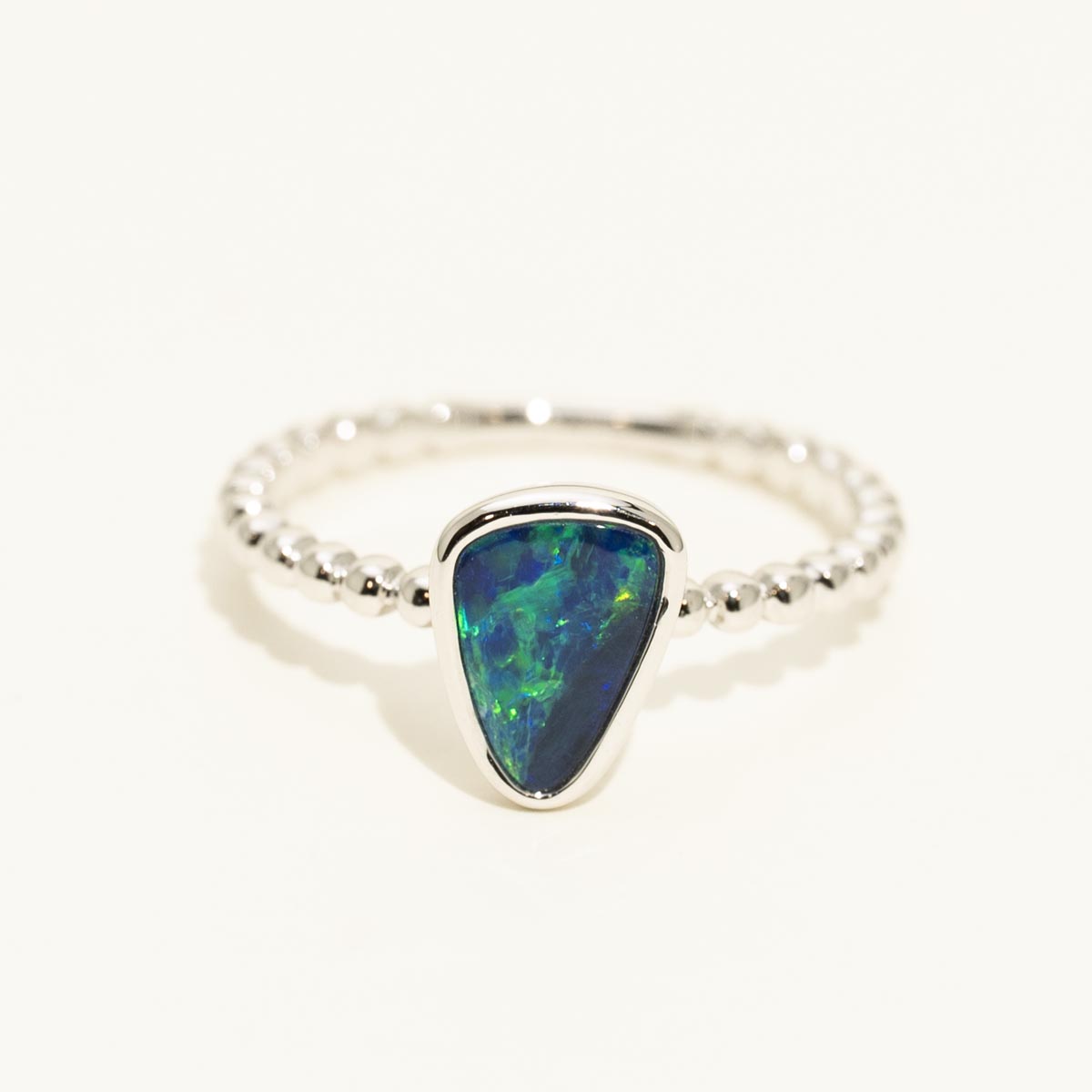 Parlé Australian Opal Doublet Ring in 14kt White Gold