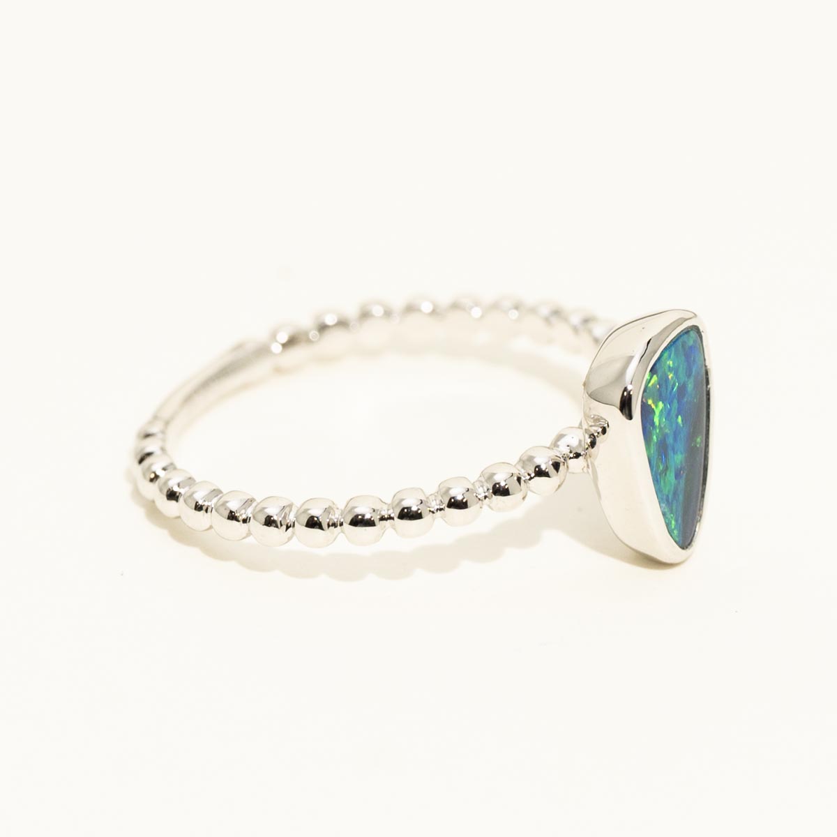 Parlé Australian Opal Doublet Ring in 14kt White Gold