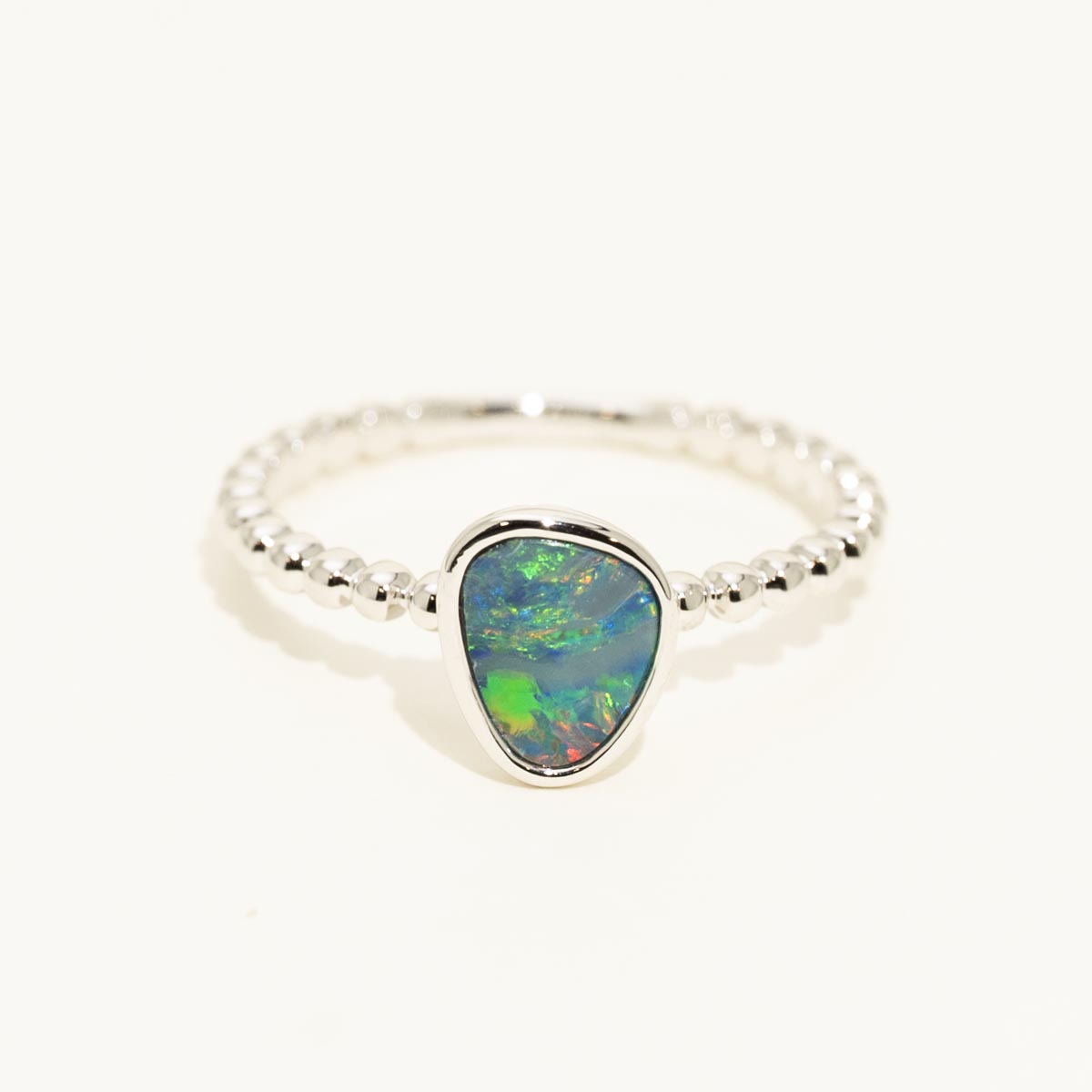 Parlé Australian Opal Doublet Ring in 14kt White Gold