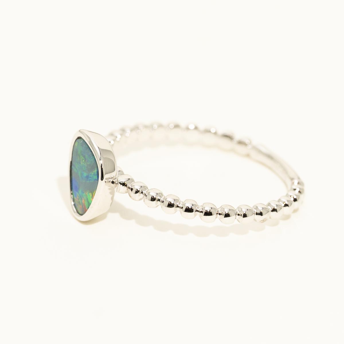 Parlé Australian Opal Doublet Ring in 14kt White Gold