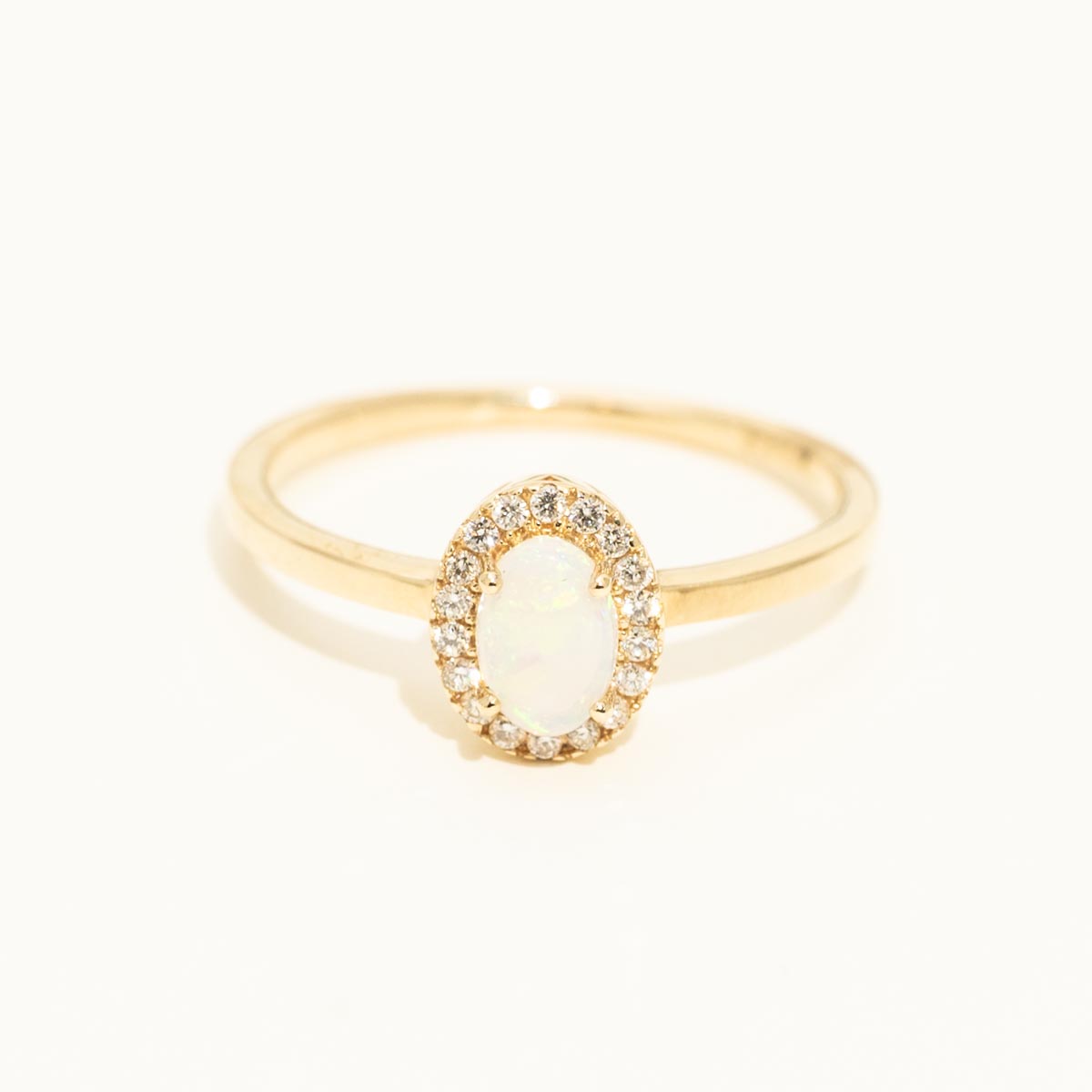 Parlé Oval Australian Opal Ring in 14kt White Gold with Diamonds (1/10ct tw)