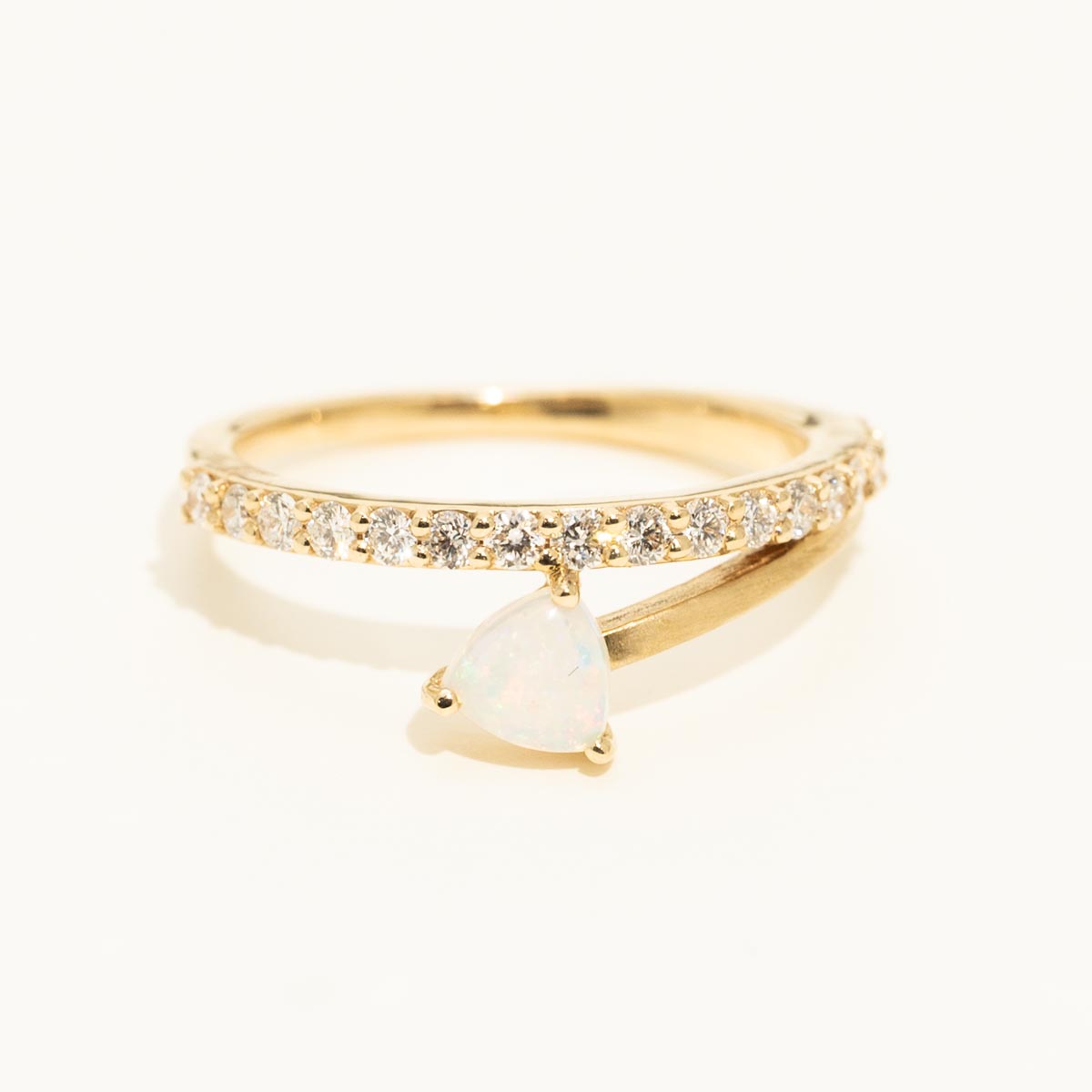 Parlé Trillion Australian Opal Ring in 14kt White Gold with Diamonds (3/8ct tw)