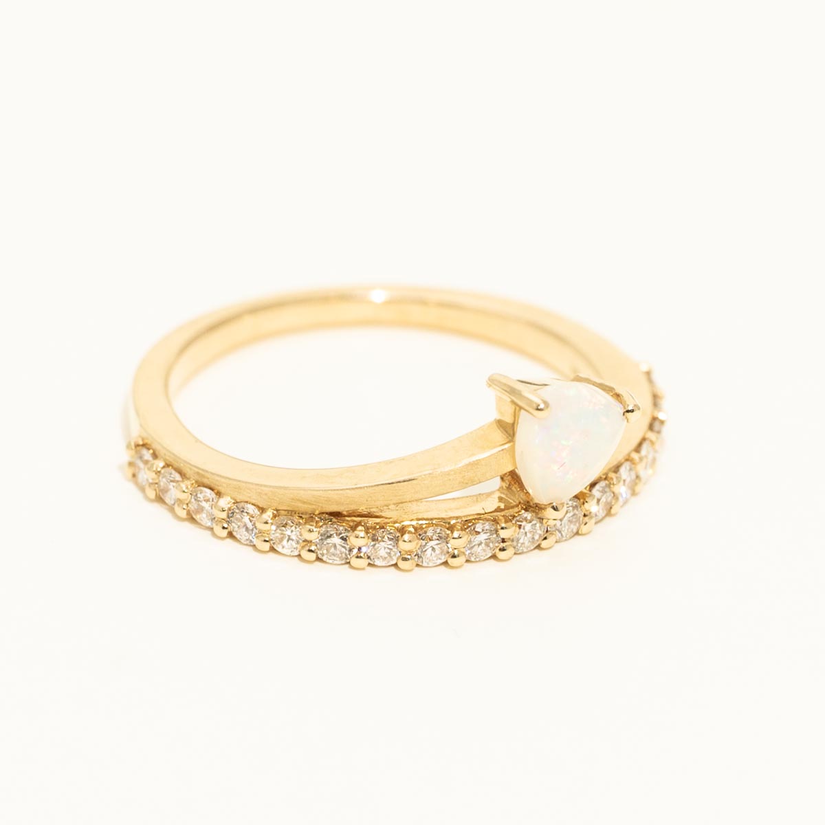 Parlé Trillion Australian Opal Ring in 14kt White Gold with Diamonds (3/8ct tw)